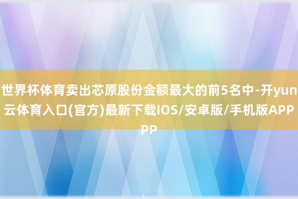 世界杯体育卖出芯原股份金额最大的前5名中-开yun云体育入口(官方)最新下载IOS/安卓版/手机版APP
